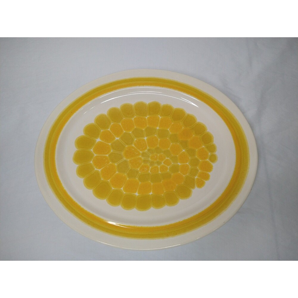 Franciscan MCM Swirl Serving Platter Yellow/Orange Small Chip Collectable